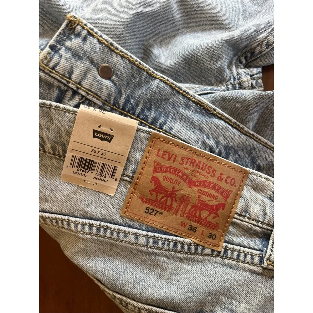 NWT Levi's 527 Slim Bootcut Jeans Men's 36x30 Light Wash Stretch 055270722